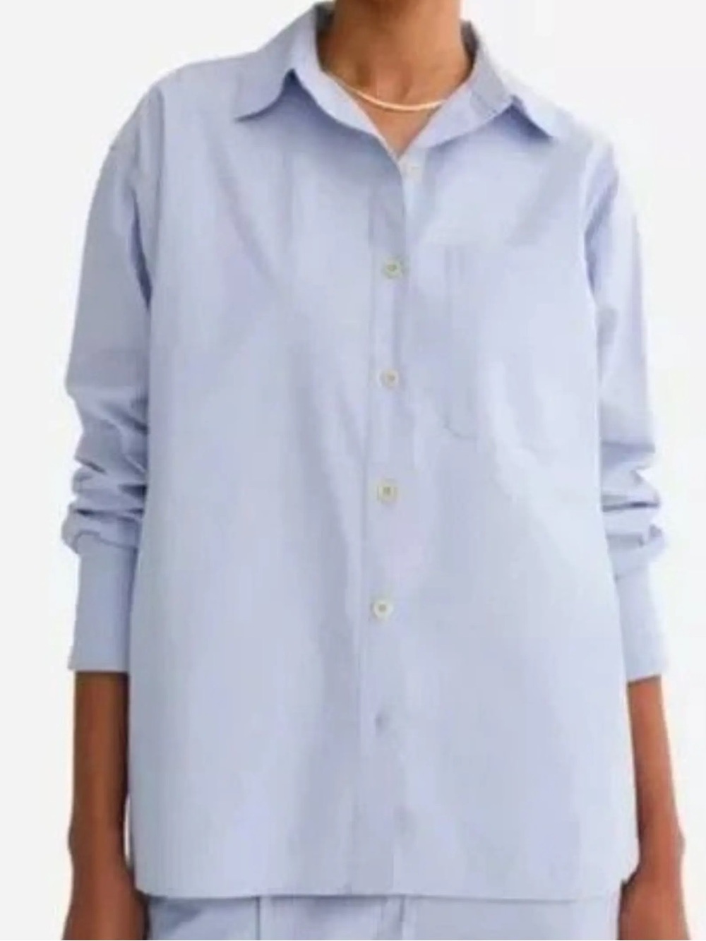 Mate The Label Organic Poplin Long Sleeve Button Down Light Blue